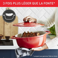 Tefal E2548904 Air Cocotte Légere Oval 30x23 cm, Red aluminum cast iron, all lights including induction