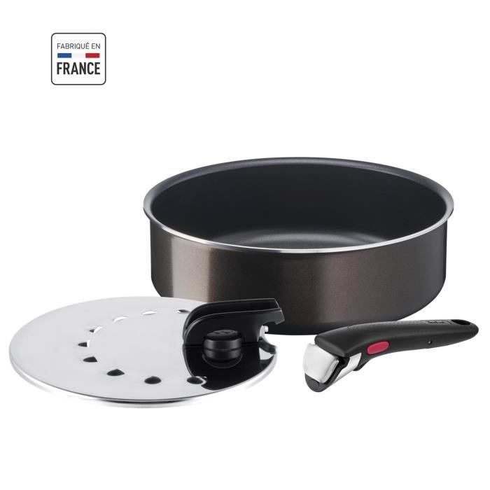 Tefal Ingenio L1509002 Set of 3 rooms, Sauteuse 24 cm + cover + handle, no induction, non -stick, made in France