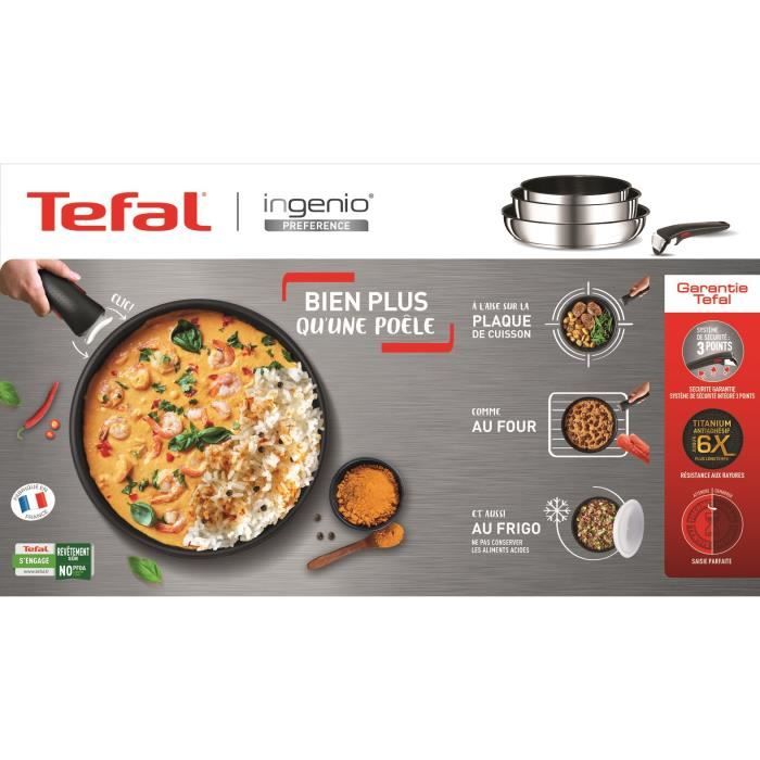 Tefal L9730402 Ingenio Preference Poele 24 cm, stainless steel, non -stick, handle sold separately, all lights including induction