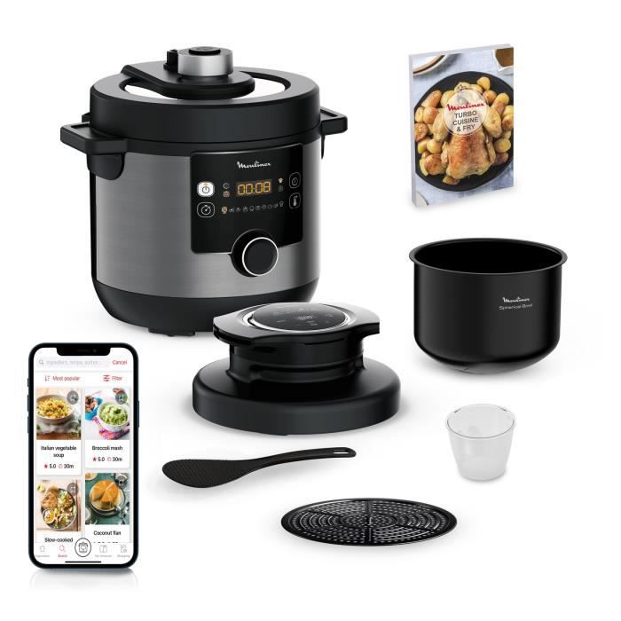 MOULINEX YY4903FB Turbo Kitchen & Fry Multicipper, Multifunction Turbo-Crisp cover, 15 programs, pressure cooking, intuitive