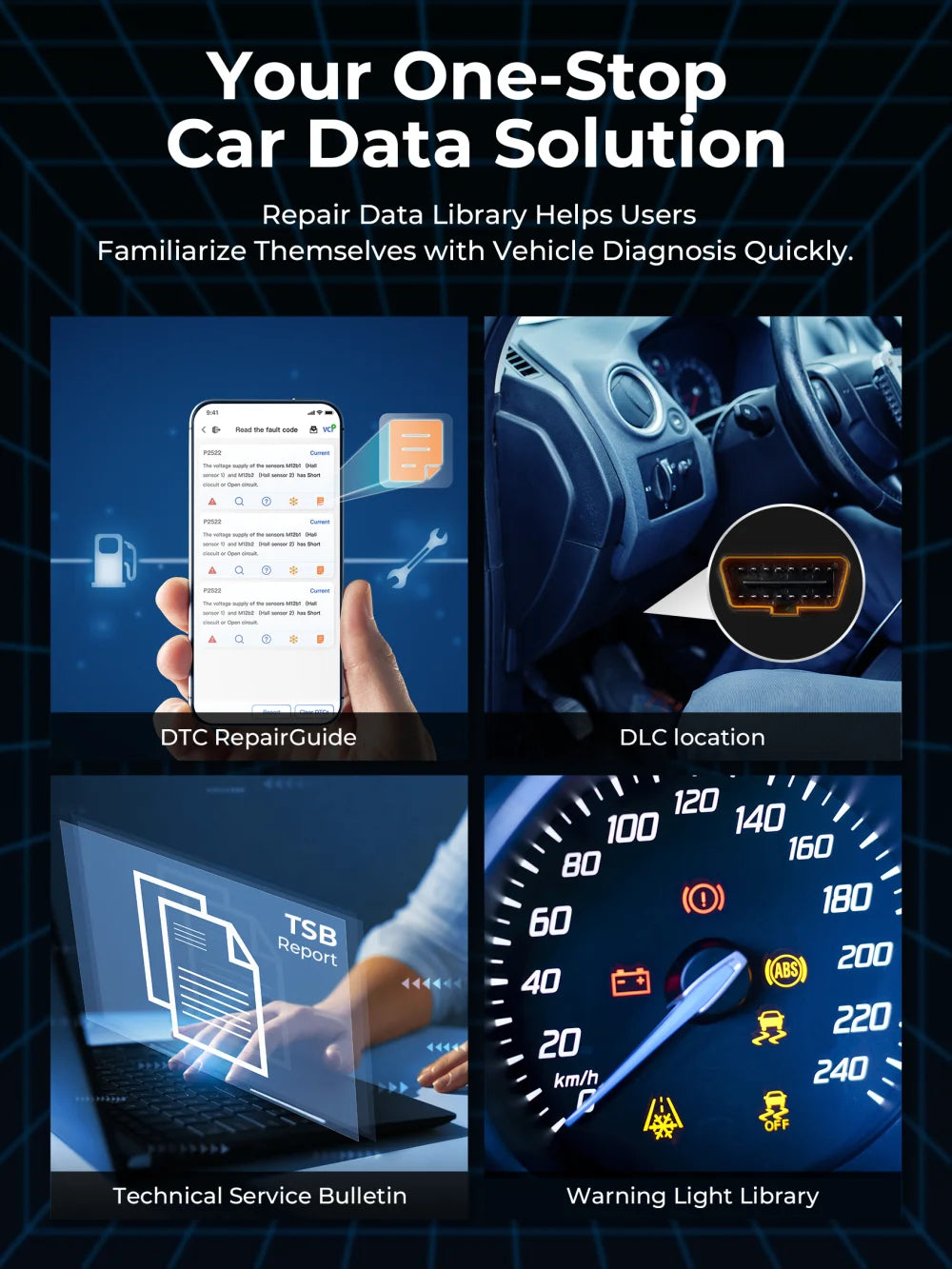 Scanner, Instrument de diagnosticare inteligent, Cititor de coduri Bluetooth OBD2