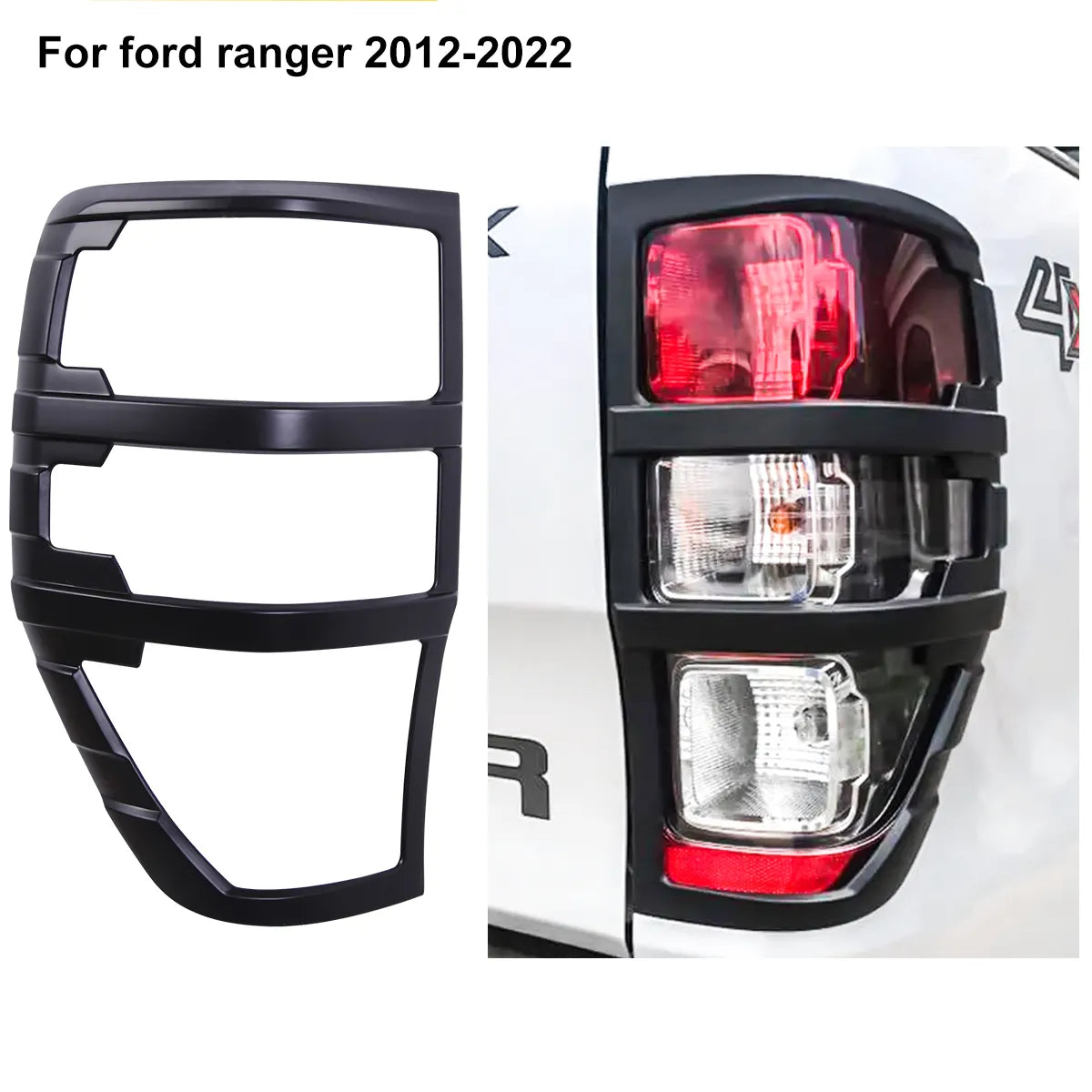 Ford Ranger Tail Lights Cover, Matte Black, Fits 2015-2022 Wildtrak and Raptor