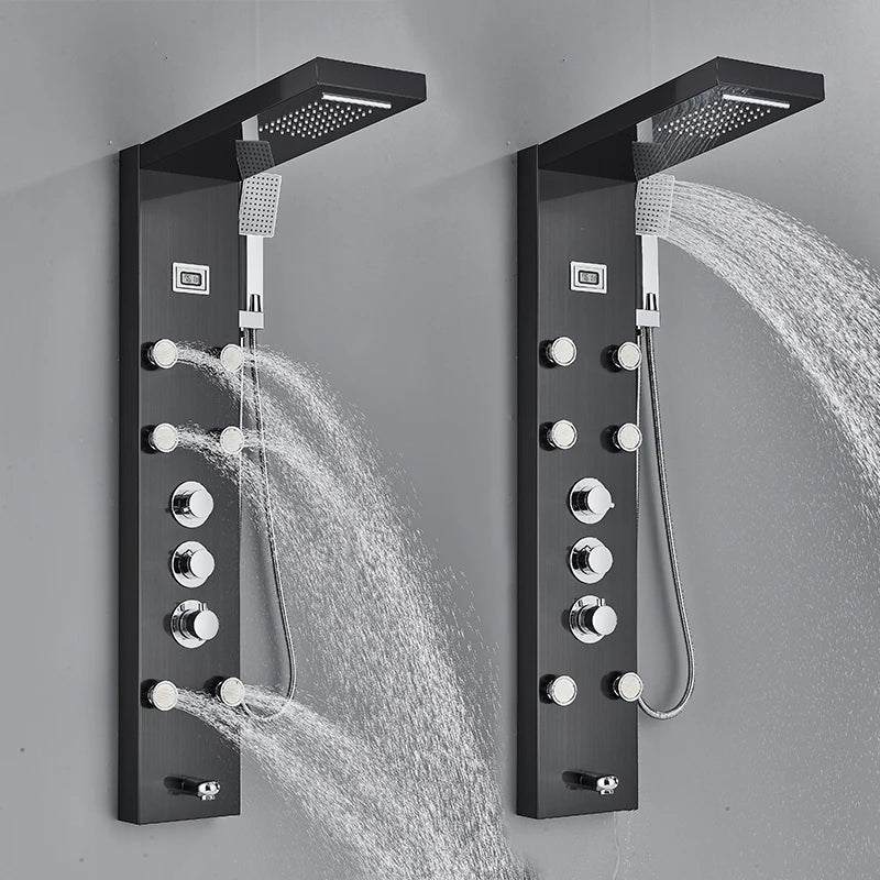 Shower Panel Faucet, Thermostatic Control, SPA Massage Jet