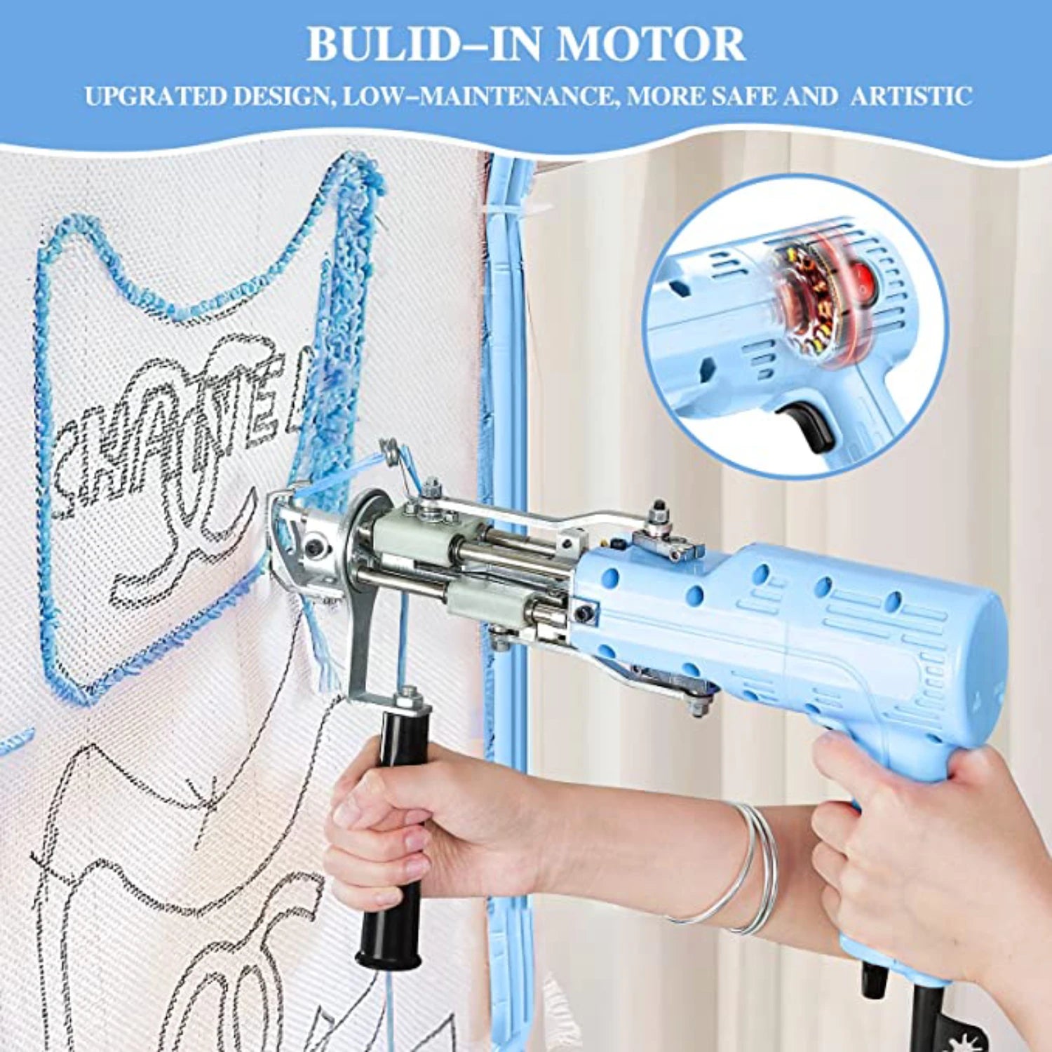 Rug Tufting Gun, 2 in 1 Design, Speed Adjustable