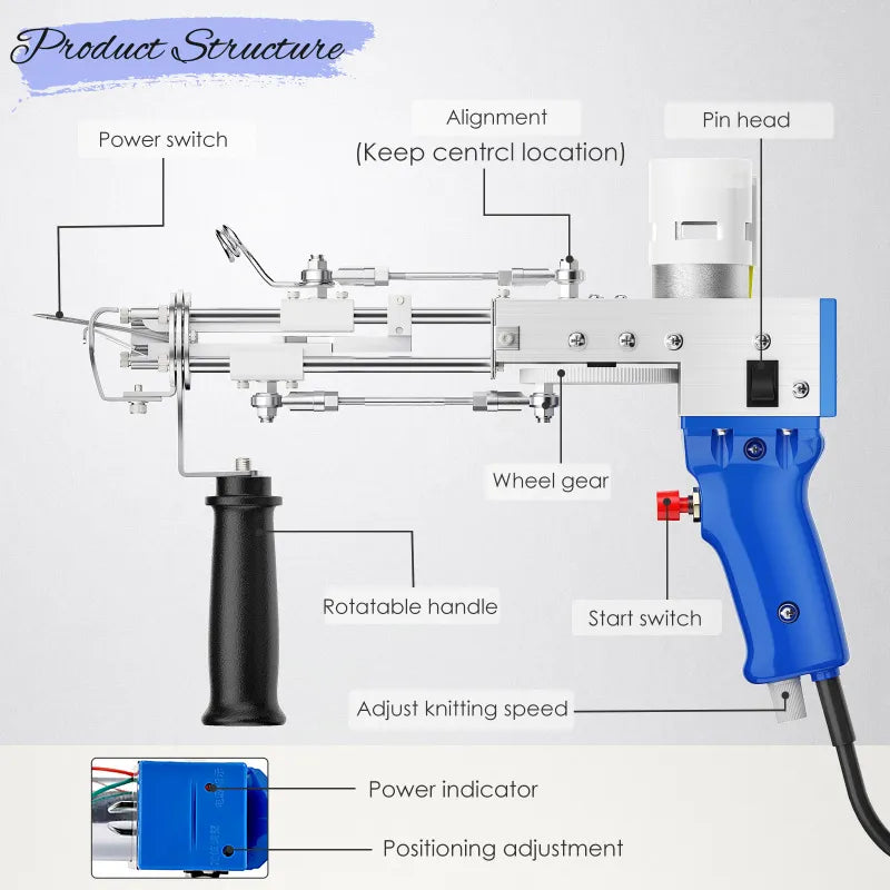 Tufting Gun, 2 in 1 Set, Elektrisches Teppichweben