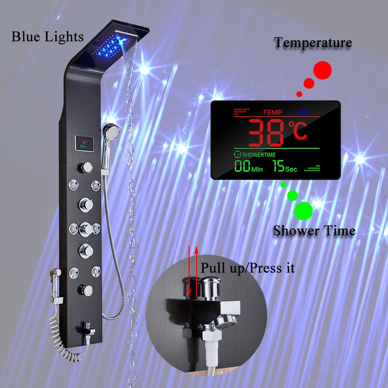 Suihkusekoittaja, LED-suihkupaneeli, lämpötilanäyttö