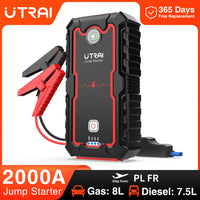 Jump Starter Power Bank, 2000A, Bærbar Oplader