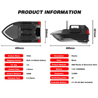 GPS Fishing Bait Boat, 500m Remote Control, Dual Motor