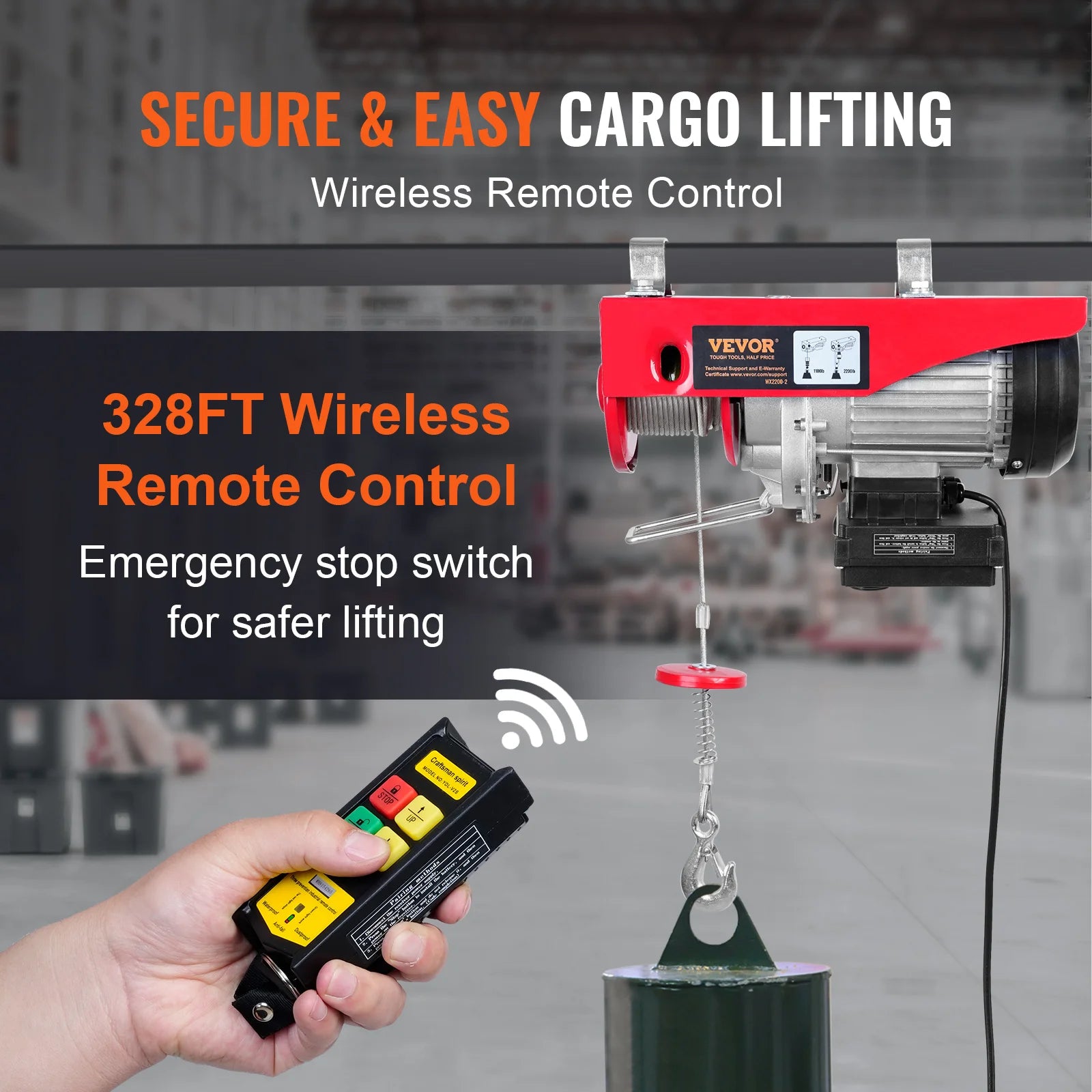 Electric Hoist, 400-1000kg Lifting Capacity, Wireless Remote Control