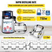 Water Distiller, 4L Capacity, Dual Temperature Display