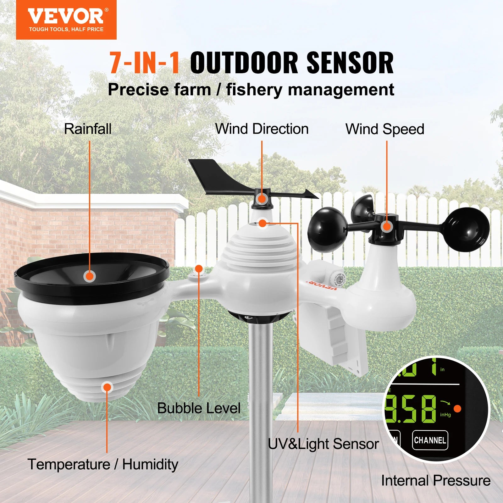 Wi-Fi Weather Station, Color Display, Solar Wireless Outdoor Sensor