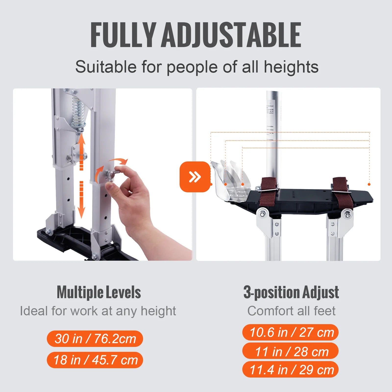 Drywall Stilts, Adjustable Aluminum, Non-Slip Work