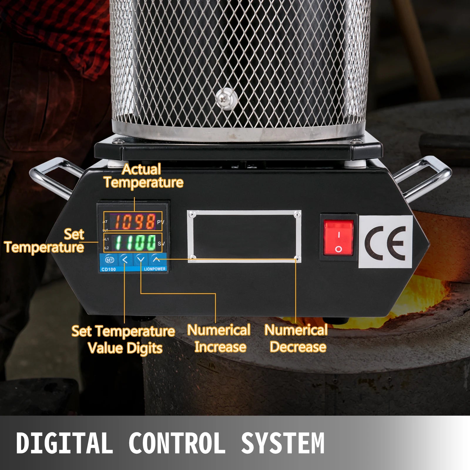 Furnace de topit aur, digitală, electrică, cu cratiță de grafit