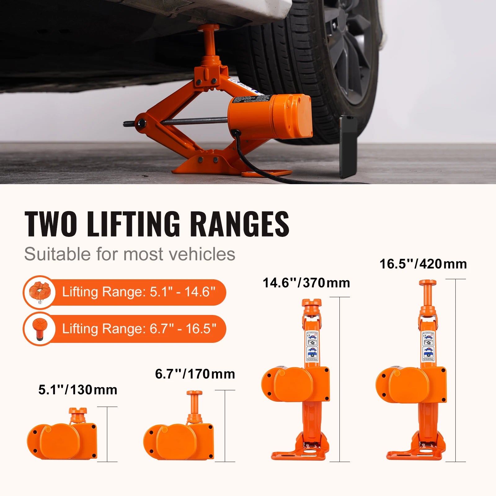 Electric Car Jack, 3 Tons Lifting Capacity, Portable and 12V Powered