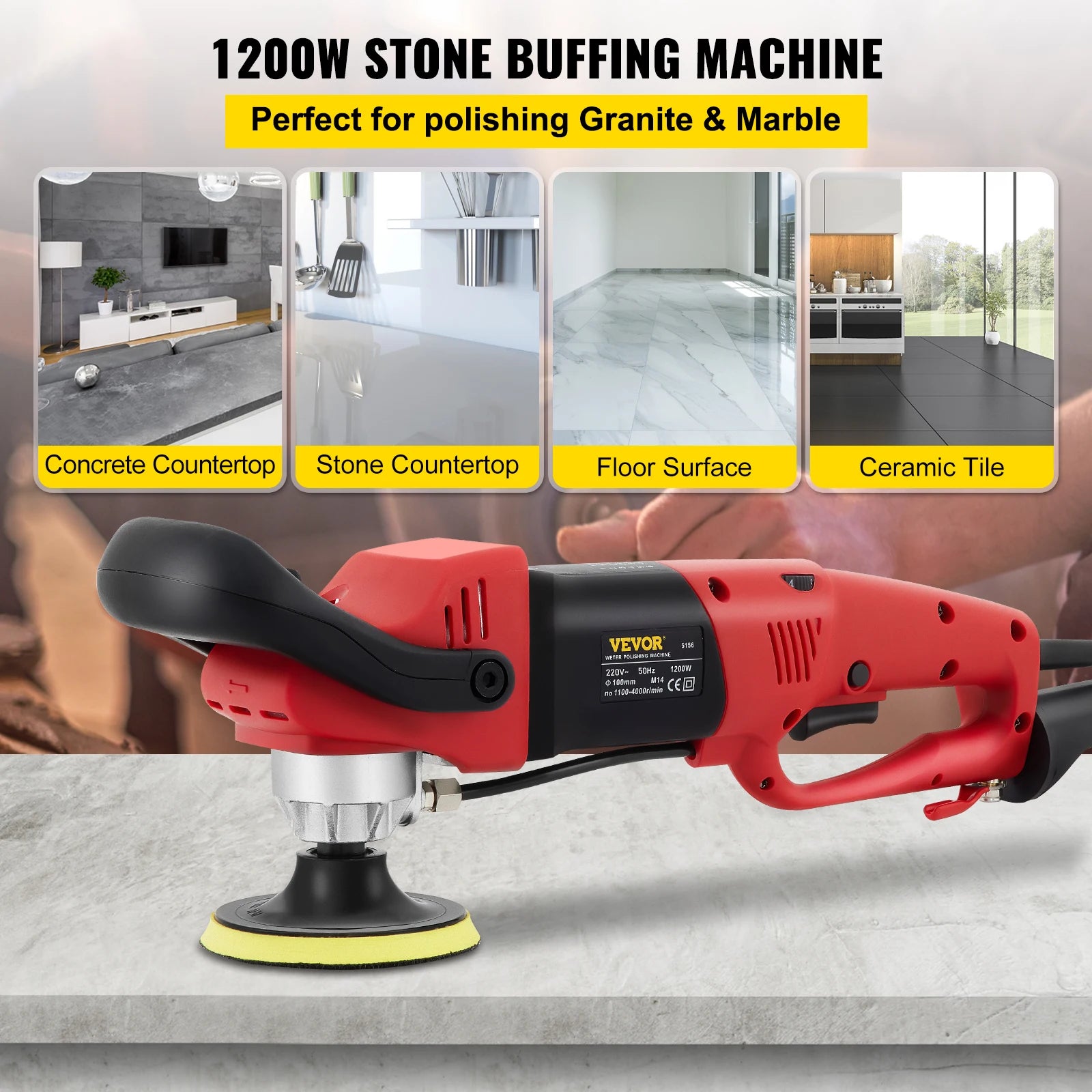 Wet Stone Polisher, Variable Speed, Marble Granite Polishing