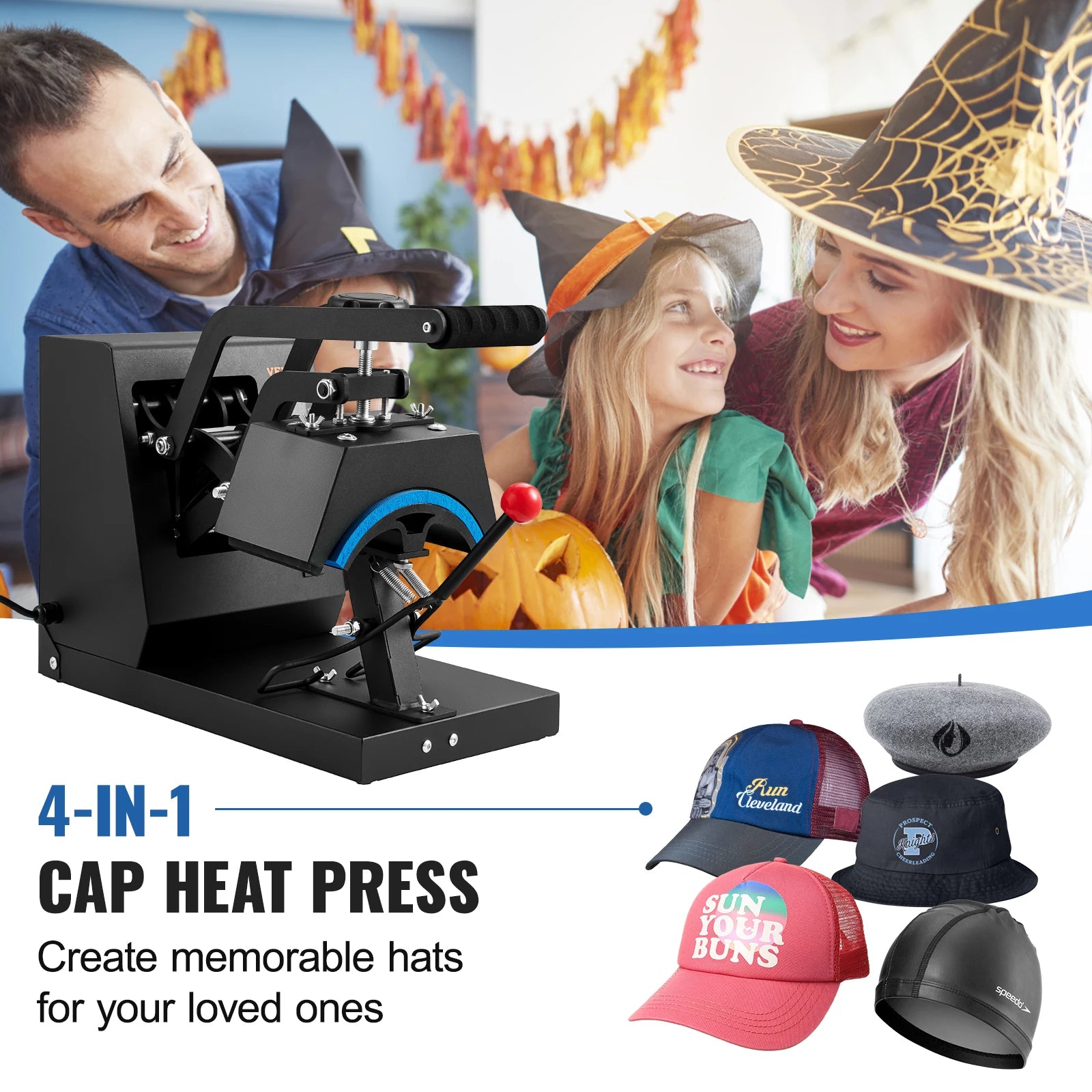 Hat Heat Press Machine, 4 in 1 Functionality, LCD Digital Timer