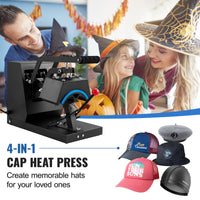 Hat Heat Press Machine, 4 in 1 Functionality, LCD Digital Timer