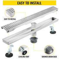 Linear Shower Drain, Stainless Steel, Removable Cover