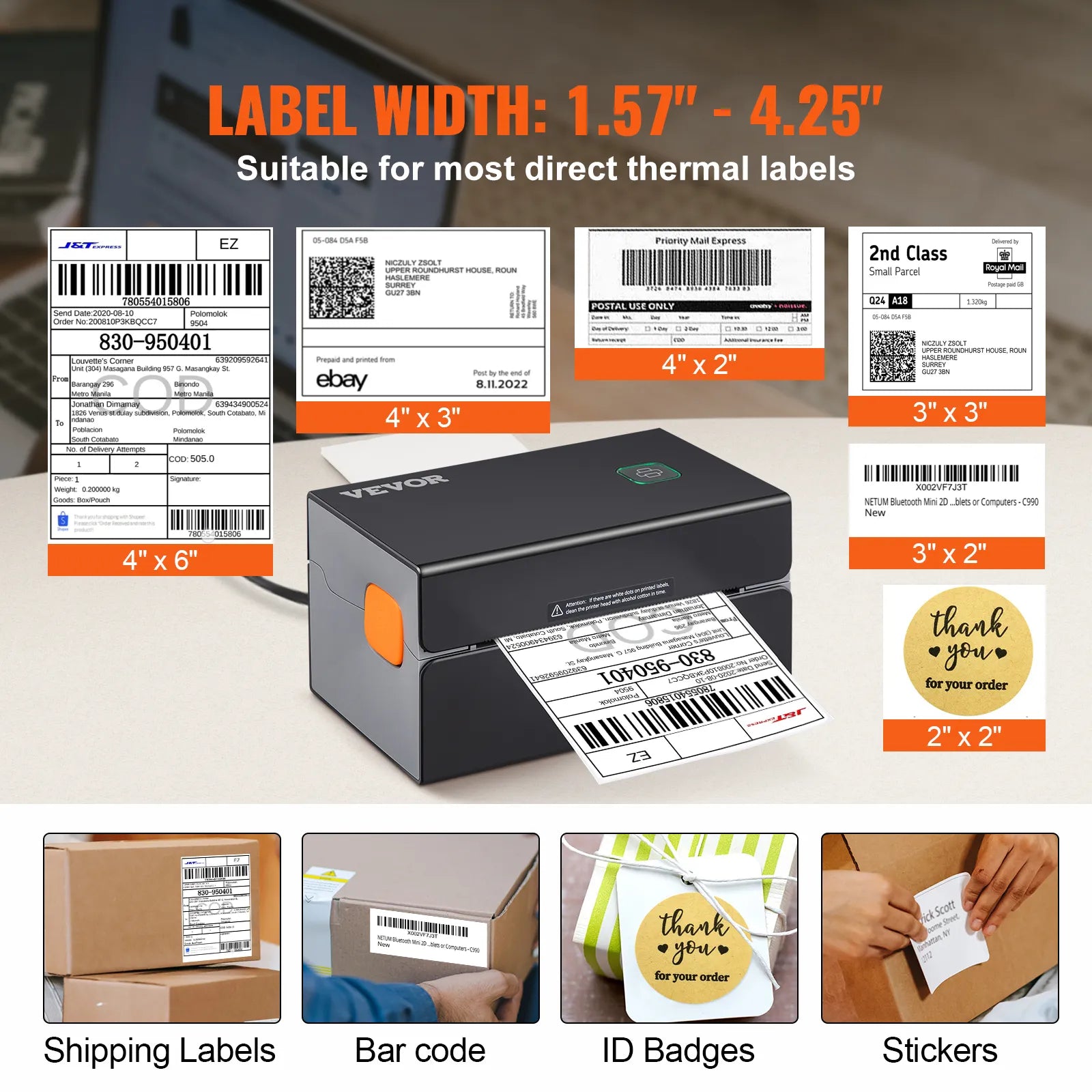 Thermal Label Printer, Portable, Bluetooth Connectivity