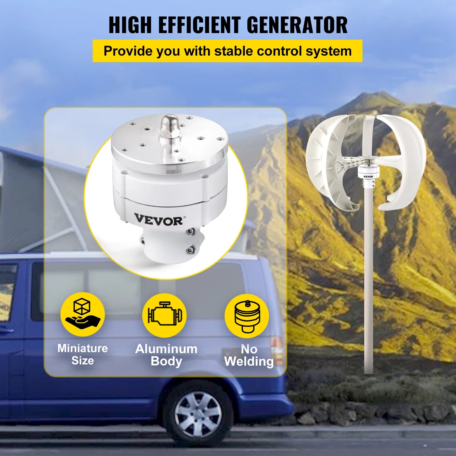 Vertikalaxlad vindturbin, 12V, alternativ energigenerator