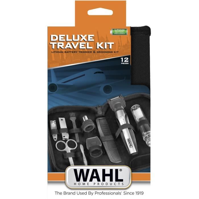 WAHL 05604-616 - Deluxe Travel Kit - Precision trimmer lithium-ion battery and toiletry bag - Rotating head - Comb