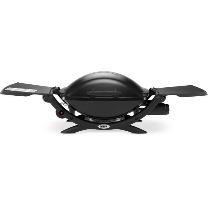 WEBER Q2000 Black charcoal barbecue - 2 cooking grills 55x39 cm - Aluminum tank - Folding shelves