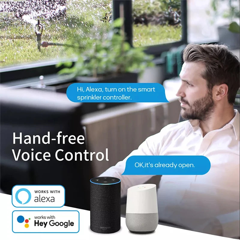Trädgårdsbevattningstimer, WIFI-anslutning, kompatibel med Alexa och Google Home