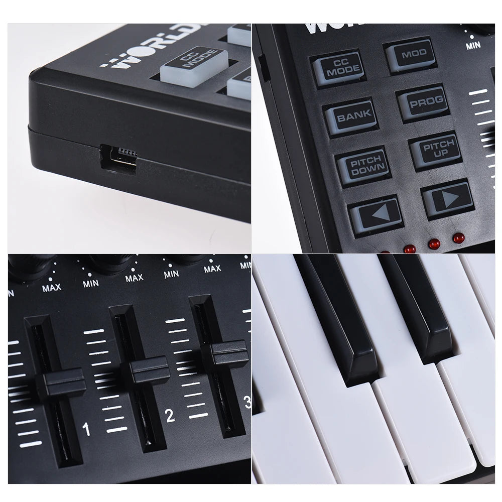 Claviatură controler MIDI, portabilă, tastatură USB