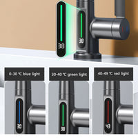 Vattenfallsbassängkran, utdragbar design, digital temperaturdisplay