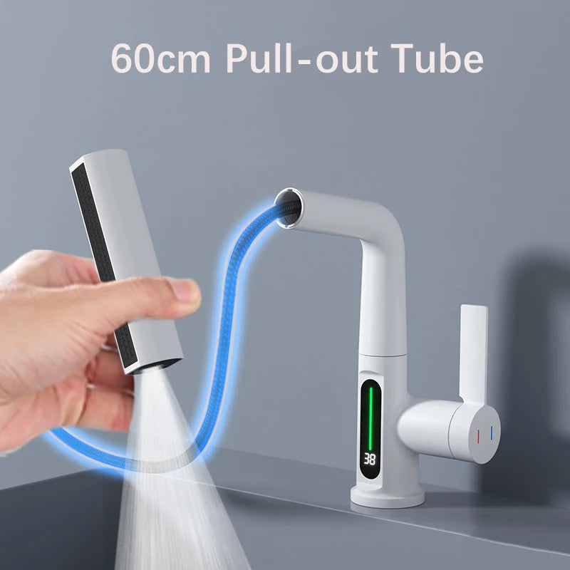 Kitchen Faucet, Intelligent Digital Display, Rotatable Sink Lifting