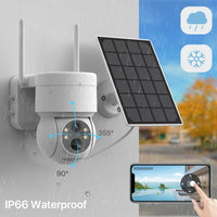 Camera WiFi PTZ pentru exterior, alimentată de energie solară, rezoluție HD de 4MP