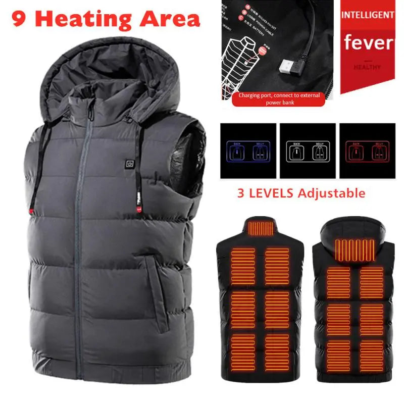 Heated Vest, Waterproof, USB Charging