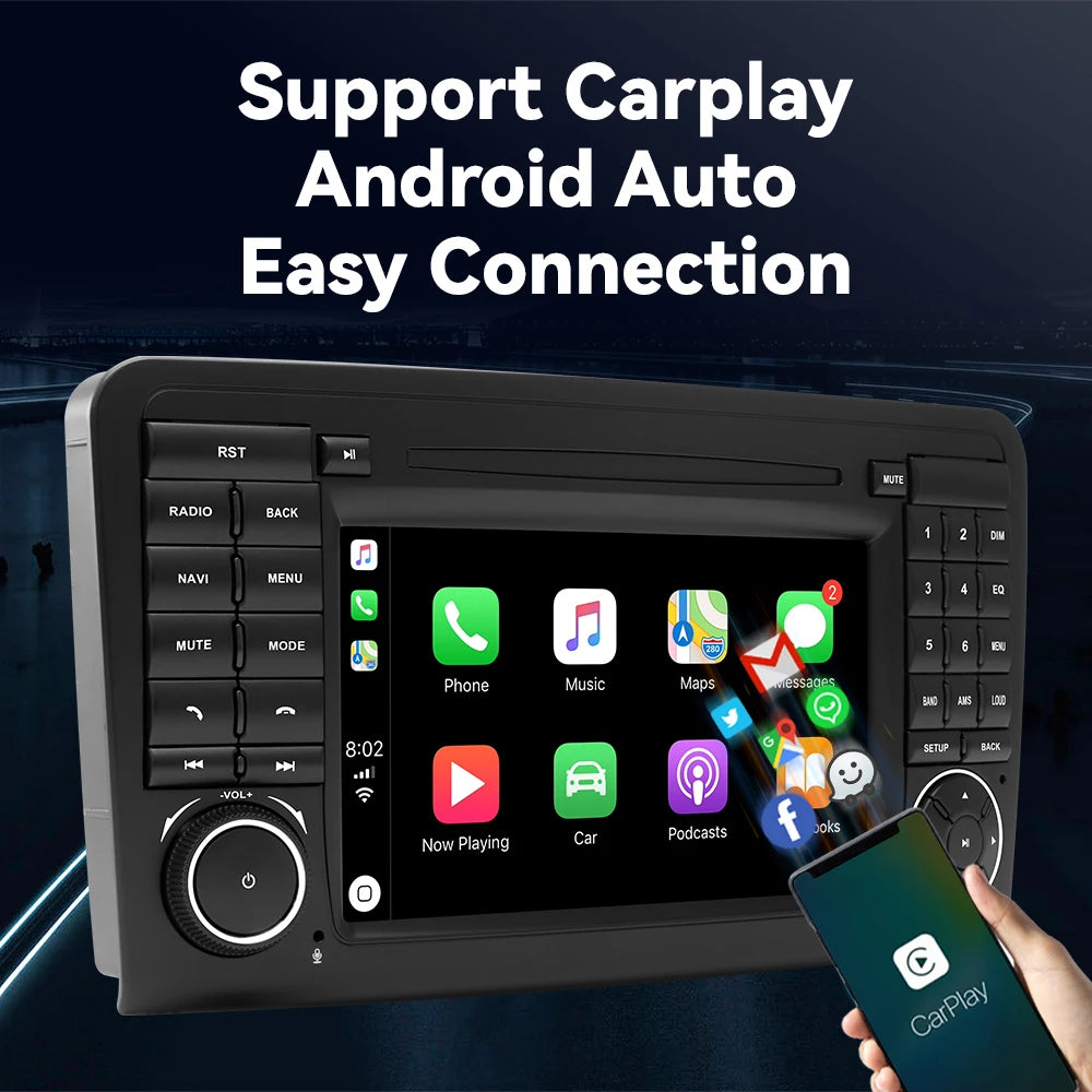 Player radio auto Carplay, conectivitate wireless, Android 12 DSP.