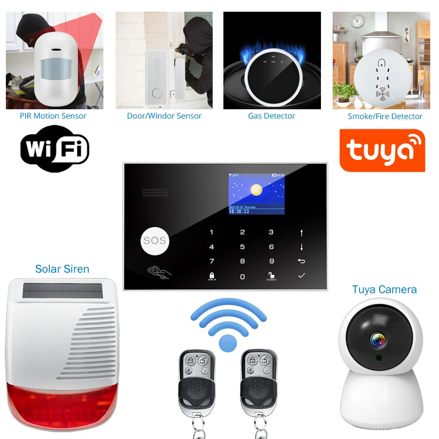 Smart Home Alarm System, Trådløs Kontrol, App Integration