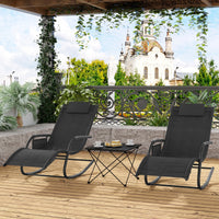 Garden Recliner Chair, Rocking Function, Headrest and Armrests