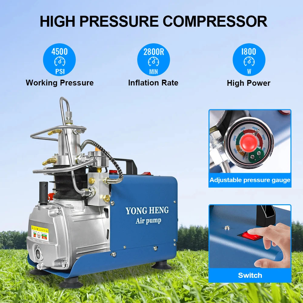 PCP Luchtcompressor, 4500Psi Druk, Automatische Stop Functie