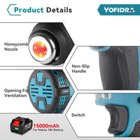 Electric Heat Gun, Cordless Operation, 3 Nozzles