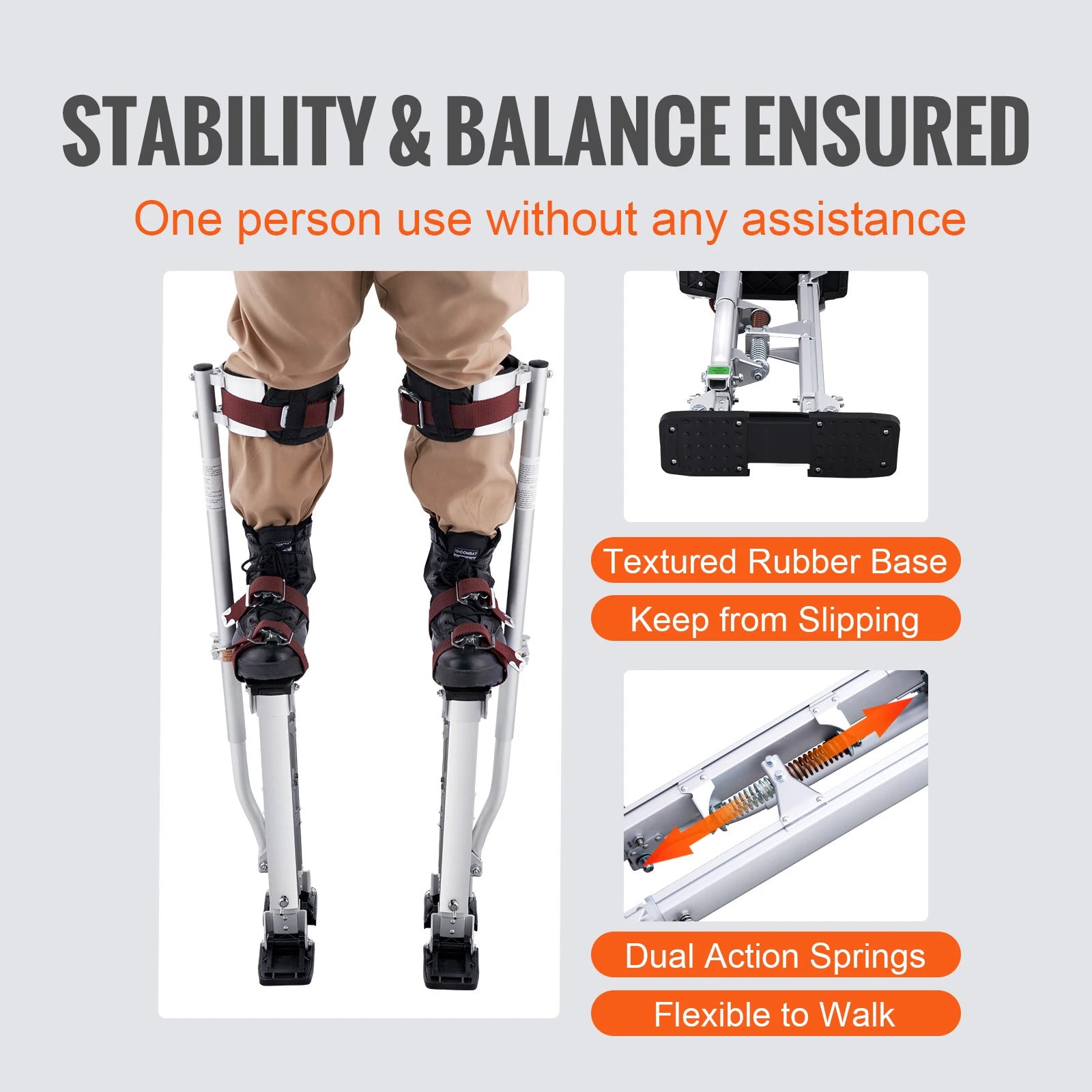 Drywall Stilts, 18''-30'' Adjustable, Non-Slip Work, Protective Kneepads