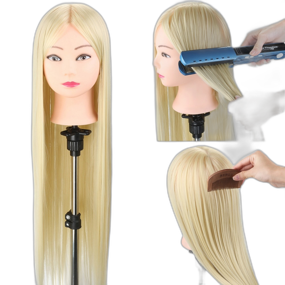 30 75CM Synthetisch Fiber Haar Trainingshoofd - Hoge Temperatuur Mannequin Pop voor Pruik Styling Oefening