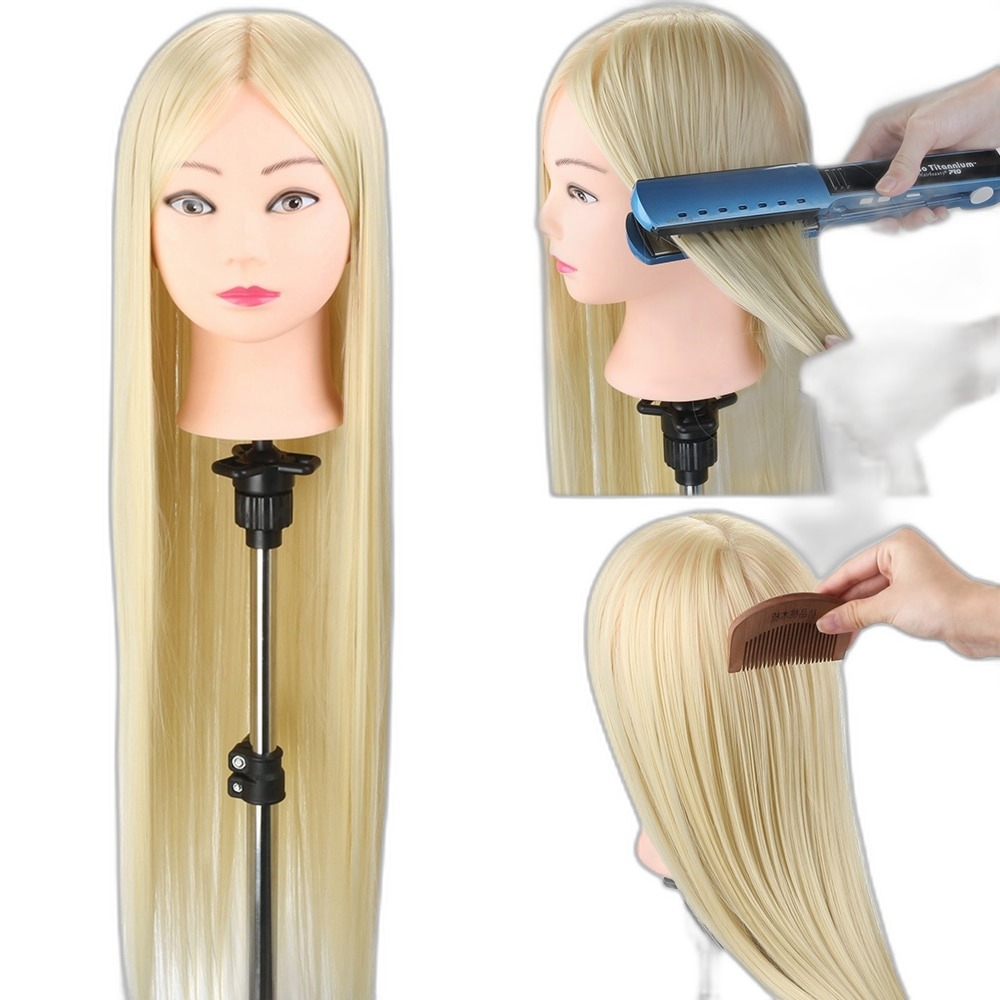 30 75 cm Kunstfaser-Haar-Trainingskopf – Hochtemperatur-Mannequin-Puppe für Perücken-Styling-Übungen