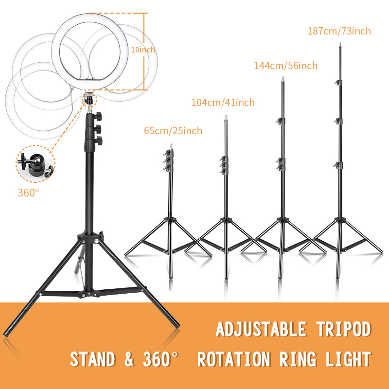 LED Ring Light, Bluetooth Remote Control, Tripod Stand
