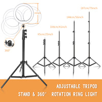 LED Ring Light, Bluetooth Fjernbetjening, Stativ