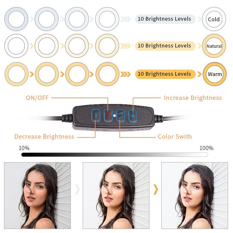 LED-rengasvalo, Bluetooth-kaukosäädin, jalusta