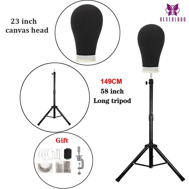 Wig Stand Mannequin Head, Brush Set, Tripod Stand