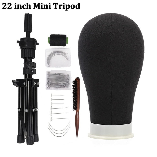 Wig Stand Mannequin Head, Brush Set, Tripod Stand