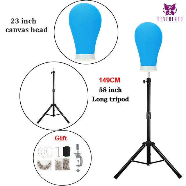 Wig Stand Mannequin Head, Brush Set, Tripod Stand