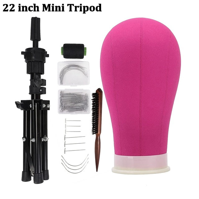 Wig Stand Mannequin Head, Brush Set, Tripod Stand