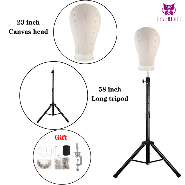 Wig Stand Mannequin Head, Brush Set, Tripod Stand