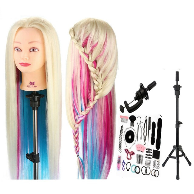 Mannequin Hoofd, Synthetisch Haar, Driepoot Statief