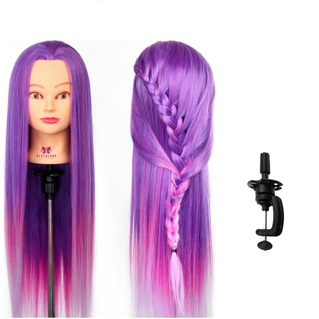 Mannequin Head, Synthetic Hair, Tripod Stand